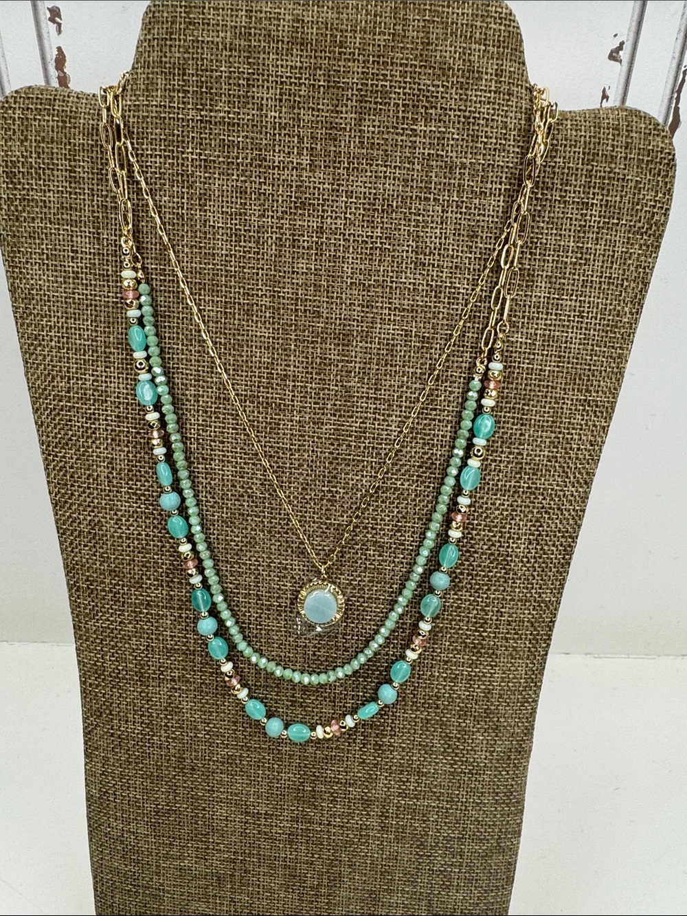 Park Lane Turquoise Multi-Strand Necklace & Hoop Earring Set